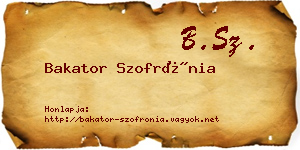 Bakator Szofrónia névjegykártya